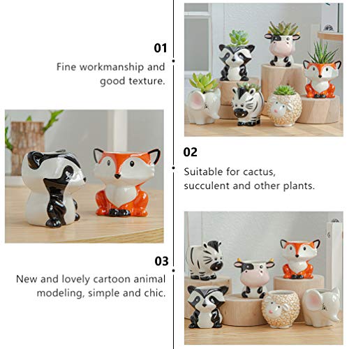 PRETYZOOM 2pcs Succulent Potted Plant Fox Plant Pot House Plant Pot Fox Flower Pot Small Planter Pots Table Top Decor Succulent Ceramic Pot Flower Vase Ceramics Indoor Flower Stand