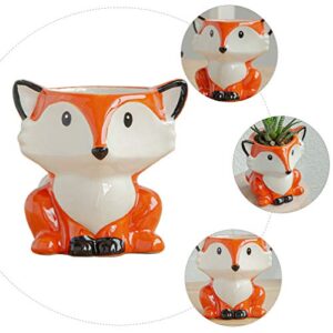 PRETYZOOM 2pcs Succulent Potted Plant Fox Plant Pot House Plant Pot Fox Flower Pot Small Planter Pots Table Top Decor Succulent Ceramic Pot Flower Vase Ceramics Indoor Flower Stand