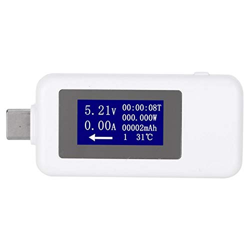 USB C Power Meter Monitor, 4-30V 0-155W 5A Power Tester, Multifunctional Bidirectional Current Voltage DC Digital Voltmeter(White)