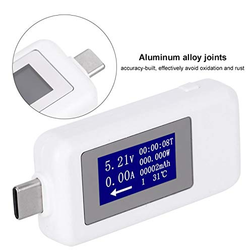 USB C Power Meter Monitor, 4-30V 0-155W 5A Power Tester, Multifunctional Bidirectional Current Voltage DC Digital Voltmeter(White)