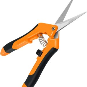 iPower GLPRNR6ORV1 6.5 Inch Gardening Pruning Shears Hand Scissors with Straight Stainless Steel Blades for Trimming Herbs, Flowers, Bonsai, 1-Pack, Orange