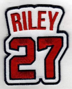 austin riley no. 27 patch - atlanta baseball jersey number embroidered diy sew or iron-on patch