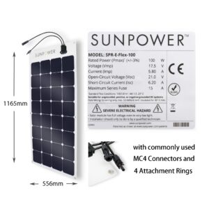 ExpertPower 100W Flexible Solar Panel| High-Efficiency Module with Monocrystalline Maxeon Solar Cells for RV, Boat, Camping and Generator Charging Applications