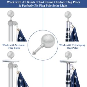NQ Flag Pole Ball Topper Ornament - Flagpole Top Replacement, Aluminum Anodized Finish - 1/2"-13UNC Threading Fit Most USA Flag Pole,Truck & Solar Light (3", Silver)