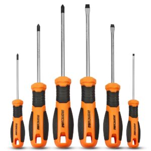 ironcube 6 pcs magnetic tips screwdriver set, phillips/slotted heads, comfort grip, durable cr-v steel, multi-spec for tightening screws fastener, gifts for men father or diy lover