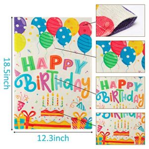 WATINC 2Pcs Happy Birthday Garden Flags Let’s Party Burlap Yard Signs Vertical Double Sided Readable Birthday Cake Banner Poster Party Decorations Supplies for Indoor Outdoor Lawn 12.3 x 18.5 Inch