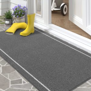 color&geometry front door mats outdoor: doormat for outside entry home entrance back porch patio waterproof | heavy duty non-slip outdoors floor welcome matts exterior - 24"x36" grey