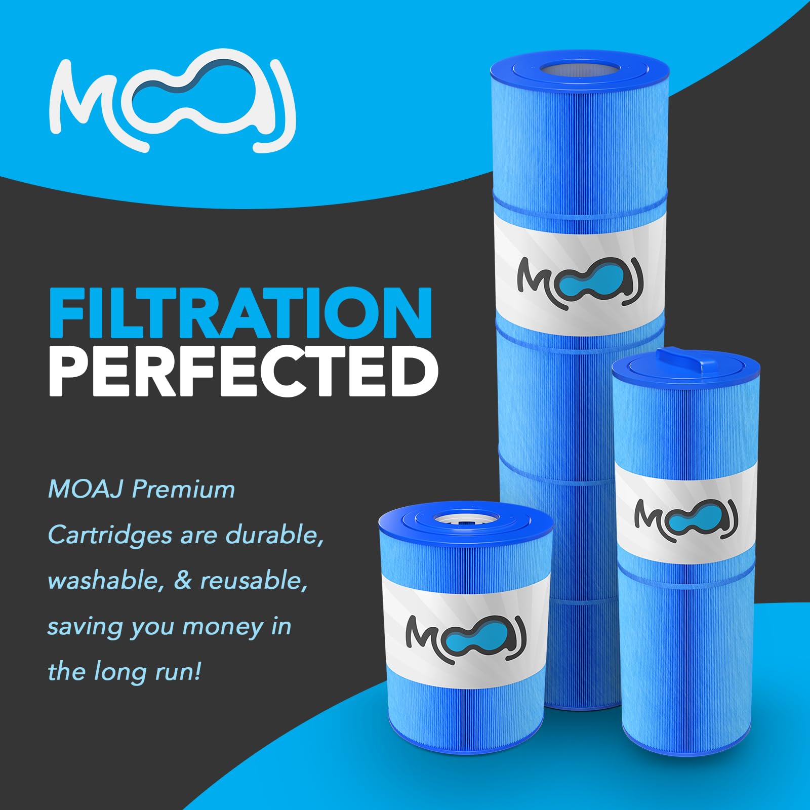 MOAJ Premium Pool Filter Replaces Pentair CC150, Clean and Clear 150, CCRP150, R173216, 160317, 160355, Predator 150, PAP150, Filbur FC-0687, C-9415 | 31 1/8" x 10 1/16" | Asepsis-Infused Filtration