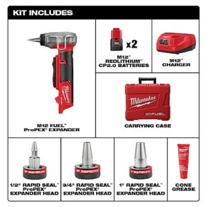 2532-22 M12 FUEL Cordless 3/8 in. - 1 in. PEX Expansion Tool Kit with (2) 2.0 Ah Batteries, (3) Rapid Seal Expansion Heads