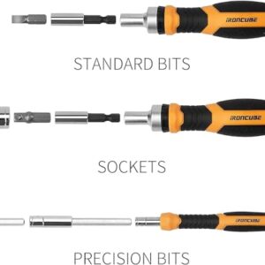 IRONCUBE Ratcheting Screwdriver Set, 56Pcs Phillips Slotted Torx Hex Pz and Socket, Magnetic Bits Set for Household, Cool Gifts for Men or Father