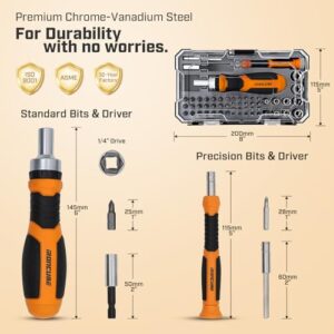 IRONCUBE Ratcheting Screwdriver Set, 56Pcs Phillips Slotted Torx Hex Pz and Socket, Magnetic Bits Set for Household, Cool Gifts for Men or Father