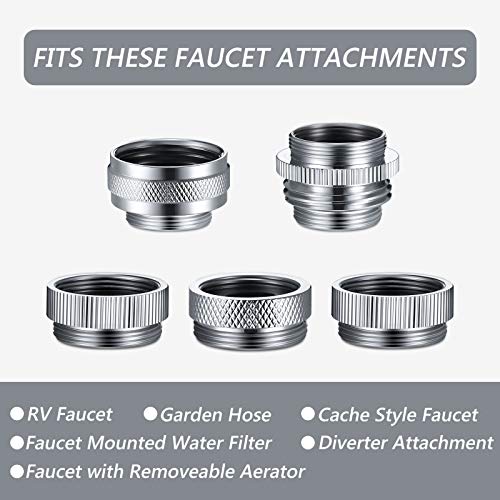Hotop Faucet Adapter Kit, Brass Aerator Adapter Male Female Sink Faucet Adapter Connecting Garden Hose, Water Filter, Standard Hose via Diverter (10 Pieces)