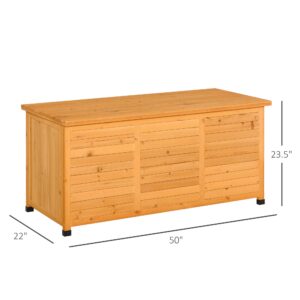 Outsunny 75 Gallon Wooden Deck Box, Outdoor Storage Container with Aerating Gap & Weather-Fighting Finish, Yellow