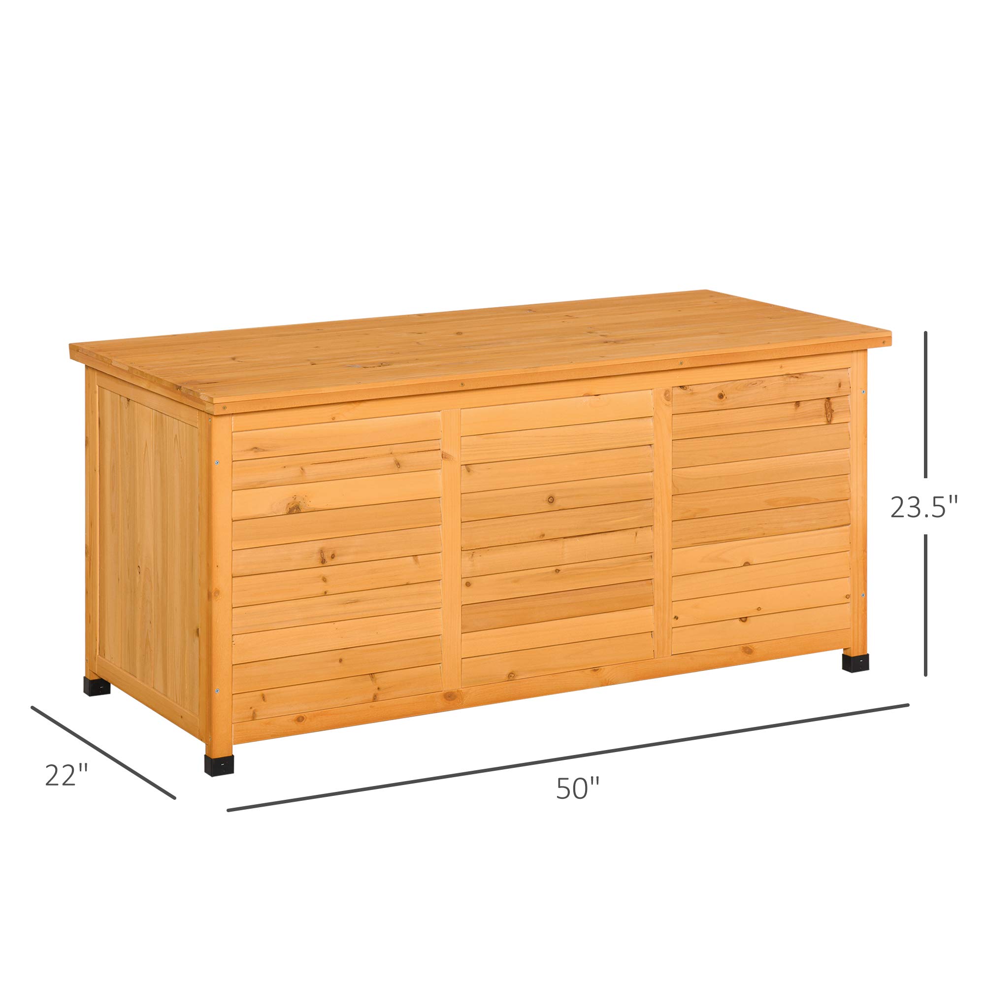 Outsunny 75 Gallon Wooden Deck Box, Outdoor Storage Container with Aerating Gap & Weather-Fighting Finish, Yellow