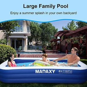 Inflatable Pool, MADAXY Swimming Pool for Kids and Adults, 120" X 72" X 22" Oversized Thickened Family Inflatable Pool for Kids, Toddlers, Adults, Outdoor, Garden, Backyard, Summer Water Party