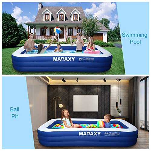 Inflatable Pool, MADAXY Swimming Pool for Kids and Adults, 120" X 72" X 22" Oversized Thickened Family Inflatable Pool for Kids, Toddlers, Adults, Outdoor, Garden, Backyard, Summer Water Party