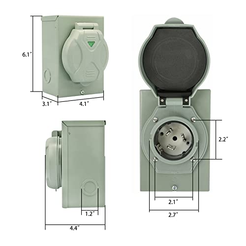 BLACKHORSE-RACING 50 Amp Generator Power Inlet Box, NEMA SS2-50P/CS6375 Power Inlet Box for 3 Prong Generator Cord, Receptacle Box Weatherproof 125/250V, 12500W