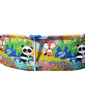 Bestway Steel Pro 9 Foot x 26 Inch Above Ground Round Outdoor Backyard Swimming Pool with 851 Gallon Water Capacity, Panda Jungle Print