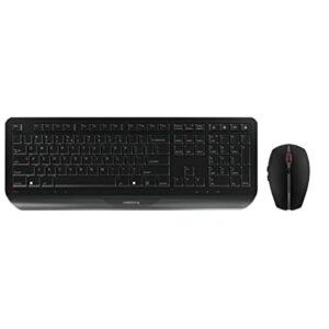 Cherry Gentix Wireless Keyboard and Mouse Set Combo for Desktop - Full Size for Computer Desktop or Laptop at The Office or at Home - Silent, Quiet Keystrokes with an Ergo Build - Black