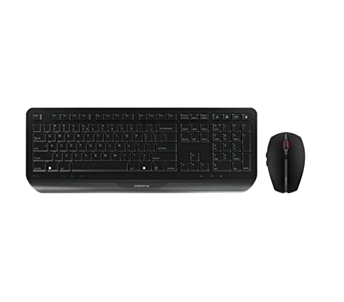 Cherry Gentix Wireless Keyboard and Mouse Set Combo for Desktop - Full Size for Computer Desktop or Laptop at The Office or at Home - Silent, Quiet Keystrokes with an Ergo Build - Black