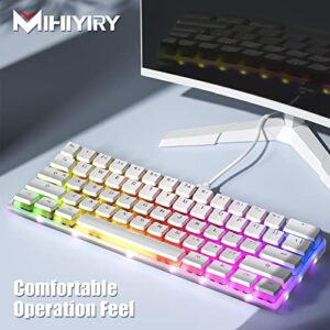 MIHIYIRY US Layout 60% Hot Swappable Mechanical Keyboard, RGB Backlit 61 Anti-ghosting Keys USB Wired Computer Keyboard Quick-Response Ergonomic Keyboard Suitable for Office and Games(Red Switch)