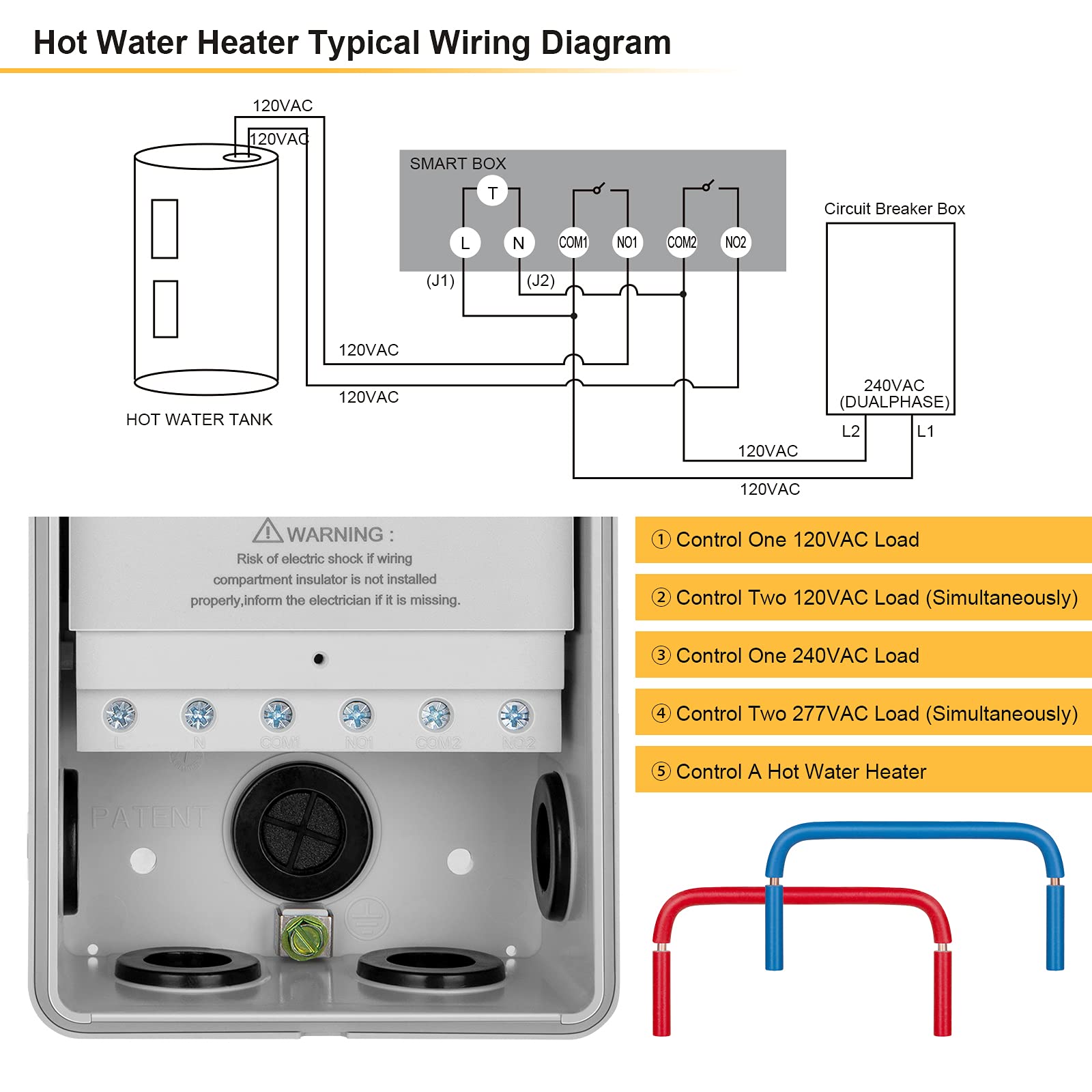 Suraielec Pool Timer, 7-Day Programmable Digital Box Timer Switch, 40 AMP, 2HP, 120, 240, 277 VAC, Outdoor Indoor Heavy Duty Pool Controller Timer Box for Pool Pump, Water Heater, Powerful Appliances