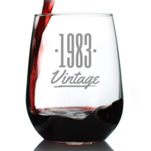 vintage 1983-41st birthday stemless wine glass gifts for women & men turning 41 - bday party decor - large glasses
