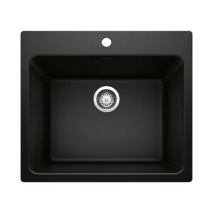 blanco liven silgranit drop-in or undermount utility laundry sink, 25x22x12 coal black