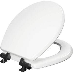 mayfair 826mbsl 000 benton toilet seat, 1 pack round, white with matte black hinges