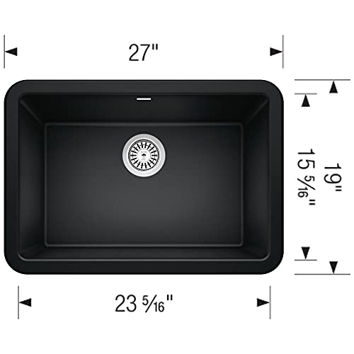 Blanco Ikon Silgranit Kitchen Sink, 27x19x9, Coal Black