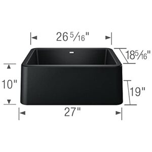 Blanco Ikon Silgranit Kitchen Sink, 27x19x9, Coal Black