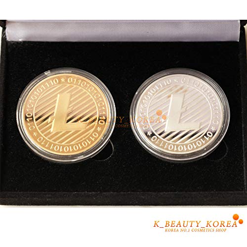 Bitcoin Ethereum Litecoin 24K Gold Plated Cryptocurrency Commemorative Coin Collection with Luxury Case (Litecoin (Gold+Silver) with Luxury Case)