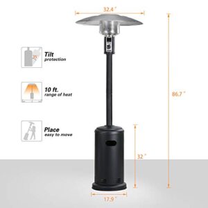 Patio Heater BALI OUTDOORS Outdoors Gas Patio Heaters Tall Standing Patio Heater Commercial Outdoor Heater (Black)