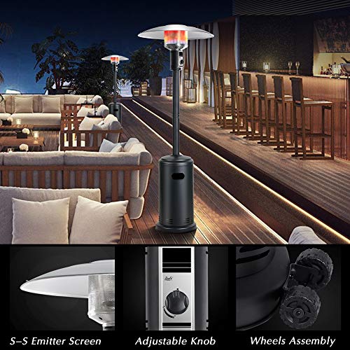 Patio Heater BALI OUTDOORS Outdoors Gas Patio Heaters Tall Standing Patio Heater Commercial Outdoor Heater (Black)