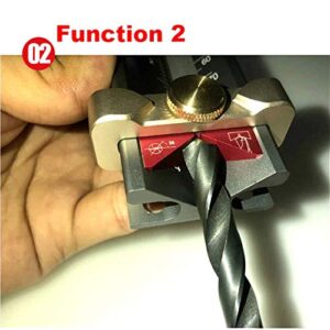 3 in 1 Multifunction Measuring Gauge Drill Depth Gauge Drill Stop Measure and Drill Point Angle Gauge Grinding Gage and Table Saw Height Gauge Woodworking Tool