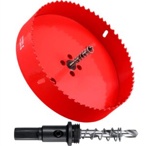 hole saw m42, corn hole drilling cutters, heavy duty metal hole cutter for wood cornhole boards aluminum plastic with open saw (red,160 mm/ 6.3 inch)