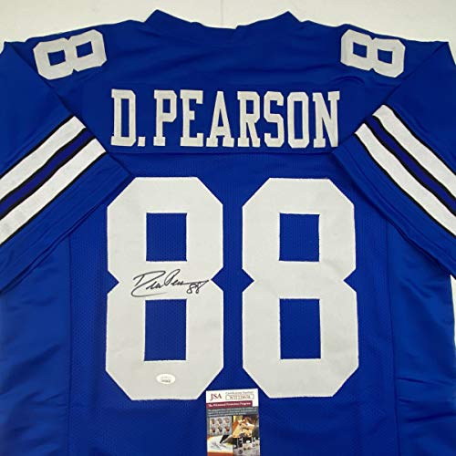 Autographed/Signed Drew Pearson Dallas Blue Football Jersey JSA COA