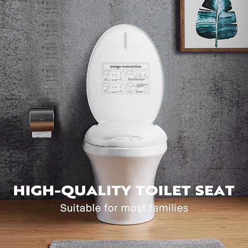 VIVOHOME Smart Heated Bidet Toilet Seat with Self-Cleaning Nozzle for Rear and Front Cleansing, Warm Air Dryer with Adjustable Temperature Settings, Soft Close Lid, Nightlight