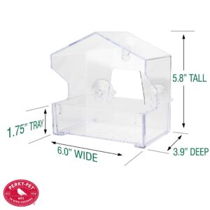 Perky-Pet 345 Clear Outdoor Window Bird Feeder with Strong Suction Cups – 1/2 Lb Seed Capacity