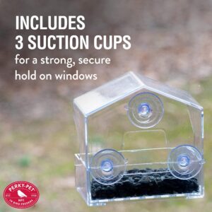 Perky-Pet 345 Clear Outdoor Window Bird Feeder with Strong Suction Cups – 1/2 Lb Seed Capacity