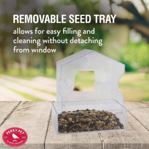 Perky-Pet 345 Clear Outdoor Window Bird Feeder with Strong Suction Cups – 1/2 Lb Seed Capacity