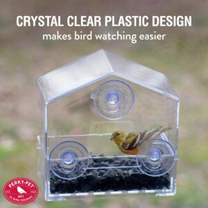 Perky-Pet 345 Clear Outdoor Window Bird Feeder with Strong Suction Cups – 1/2 Lb Seed Capacity