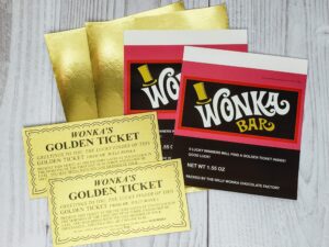 regular size candy wrapper and golden tickets - pack of 2 (candy not included)