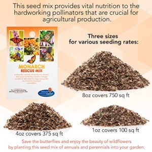 Monarch Butterfly Rescue Wildflower Seeds 4oz. Bulk Open-Pollinated Wildflower Seed Packet, No Fillers, Annual, Perennial Milkweed Seeds for Monarch Butterfly 4 oz