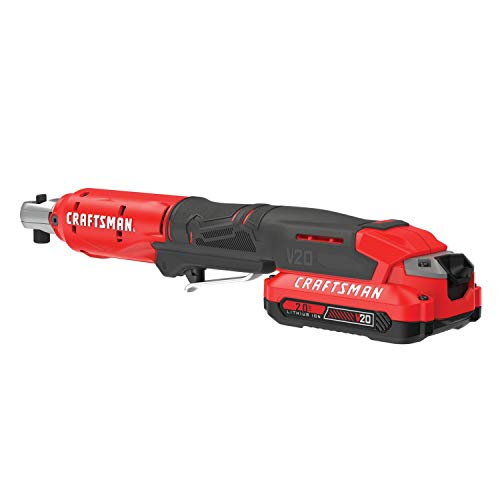 CRAFTSMAN V20 Cordless Ratchet Wrench Kit, 3/8 inch Drive, 300 RPM, up to 35 ft-lbs of Torque, Battery and Charger Included (CMCF930D1)