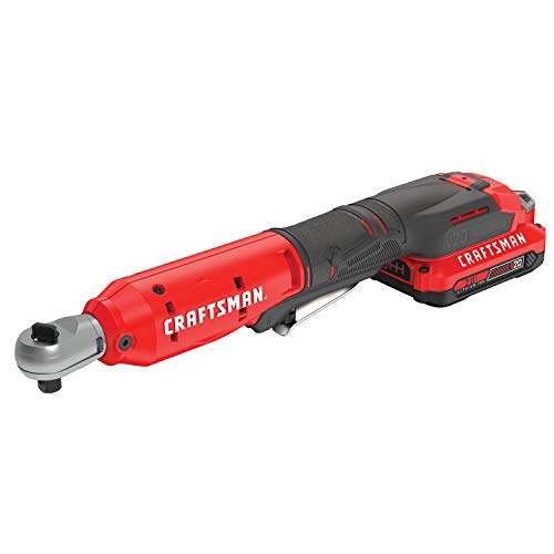 CRAFTSMAN V20 Cordless Ratchet Wrench Kit, 3/8 inch Drive, 300 RPM, up to 35 ft-lbs of Torque, Battery and Charger Included (CMCF930D1)