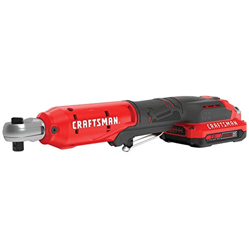 CRAFTSMAN V20 Cordless Ratchet Wrench Kit, 3/8 inch Drive, 300 RPM, up to 35 ft-lbs of Torque, Battery and Charger Included (CMCF930D1)