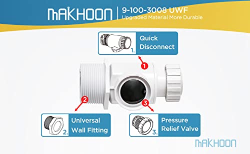 MAKHOON 9-100-3008 Replacement for Polaris 360 UWF Wall Connector Complete w/Black Relief Valve Part 9-100-3008