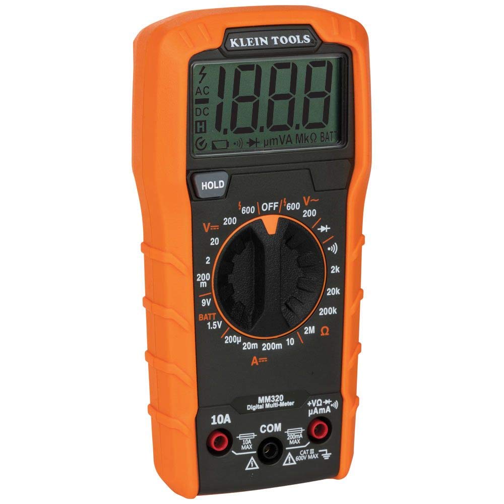 Digital Multimeter Electrical Test Kit, Non-Contact Voltage Tester, Receptacle Tester, Carrying Case and Batteries Klein Tools MM320KIT