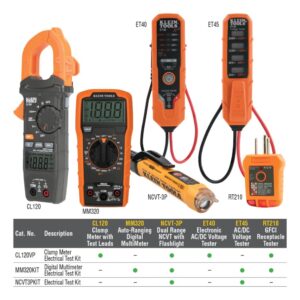 Digital Multimeter Electrical Test Kit, Non-Contact Voltage Tester, Receptacle Tester, Carrying Case and Batteries Klein Tools MM320KIT